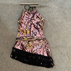 Small adult Pink,black and gold jazz costume